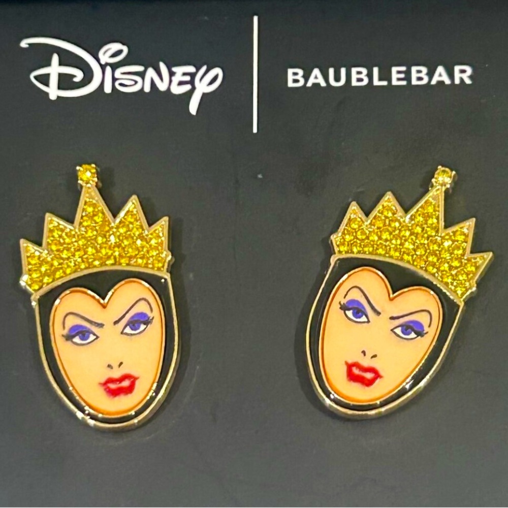 Disney BaubleBar Snow White Evil Queen Stud Earrings New in Box